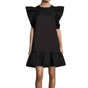 Prose & Poetry Everly Ruffle Cotton Mini Dress in Black
